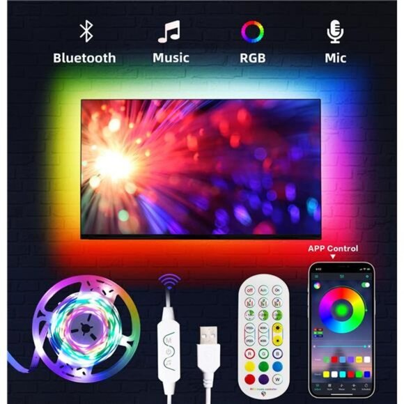 LED Lights for TV, 9.8FT Led Backlight TV Lights RGB Led TV Lights for 32-60inch - Picture 1 of 6
